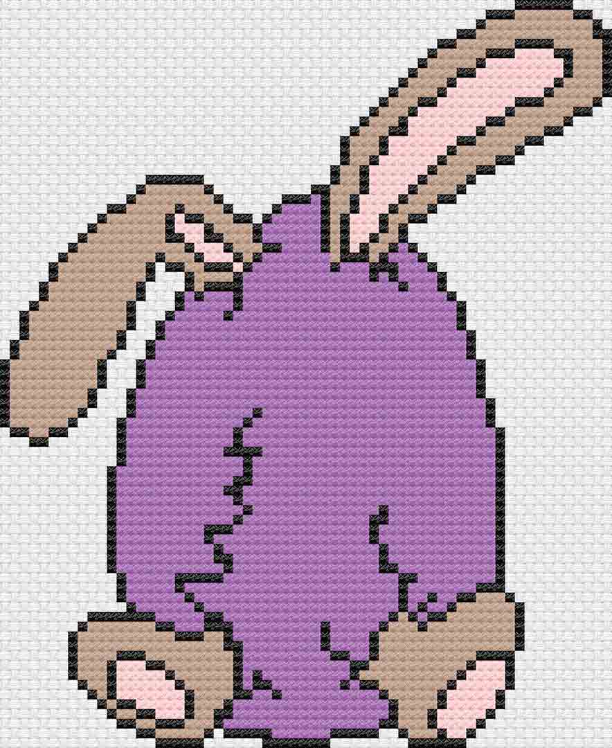 A stitched preview of the counted cross stitch pattern Bunny Egg: Free Printable Counted Cross Stitch Pattern