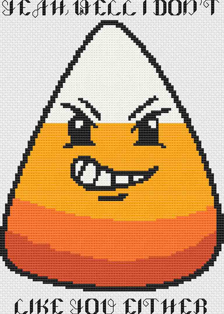 A stitched preview of the counted cross stitch pattern Candy Corn by Stitch Wit