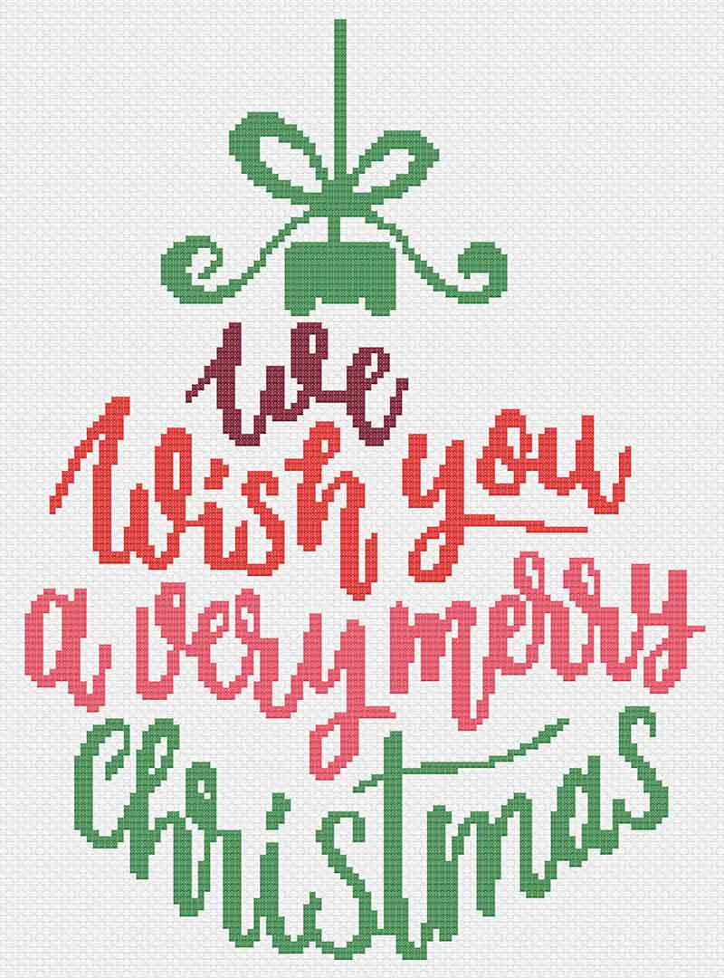 Image of stitched preview of "Christmas 2021" a free counted cross stitch pattern by Stitch Wit