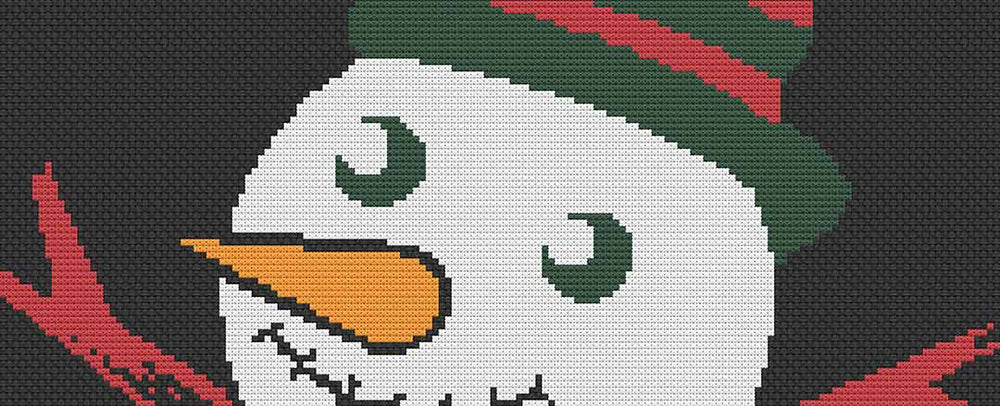 A stitched preview of the counted cross stitch pattern Christmas Eyes: Counted Cross Stitch Pattern and Kit