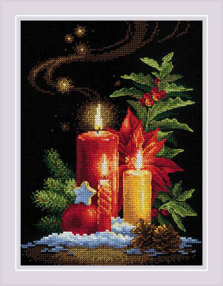 A stitched preview of Christmas Light Counted Cross Stitch Kit