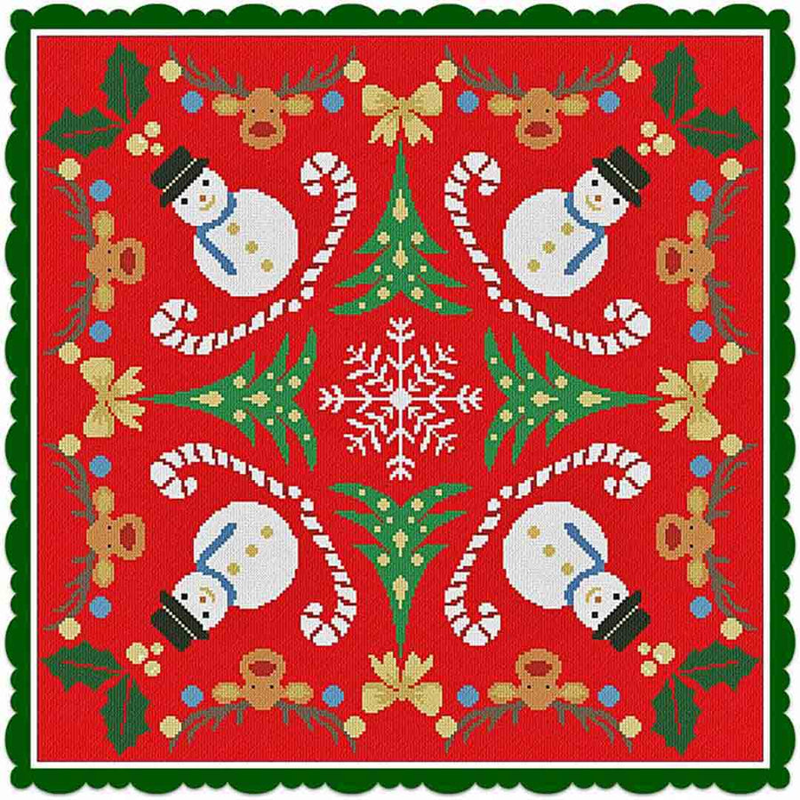 Image of stitched Riunione Di Natale (Christmas Meeting) counted cross stitch pattern by Alessandra Adelaide Needleworks