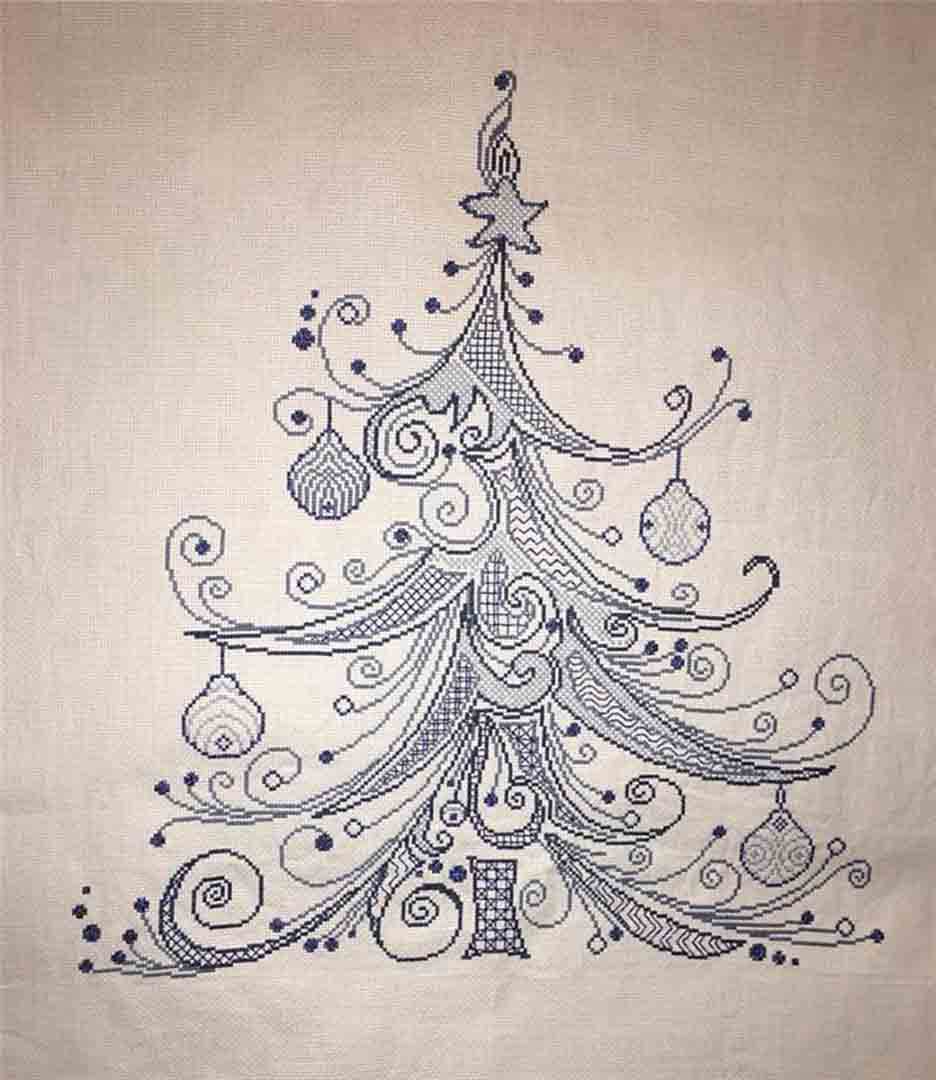 An image of a stitched preview of the counted cross stitch pattern Christmas Tree 99 by Alessandra Adelaide