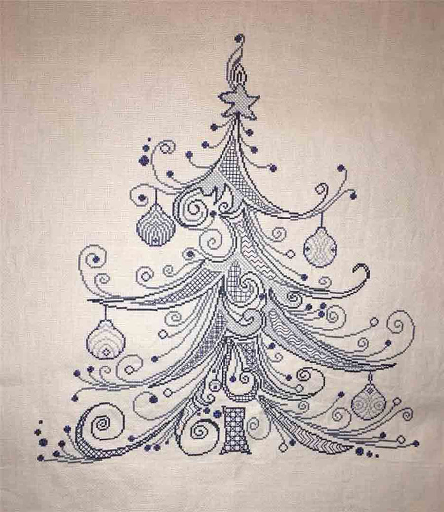 An image of a stitched preview of the counted cross stitch pattern Christmas Tree 99 by Alessandra Adelaide