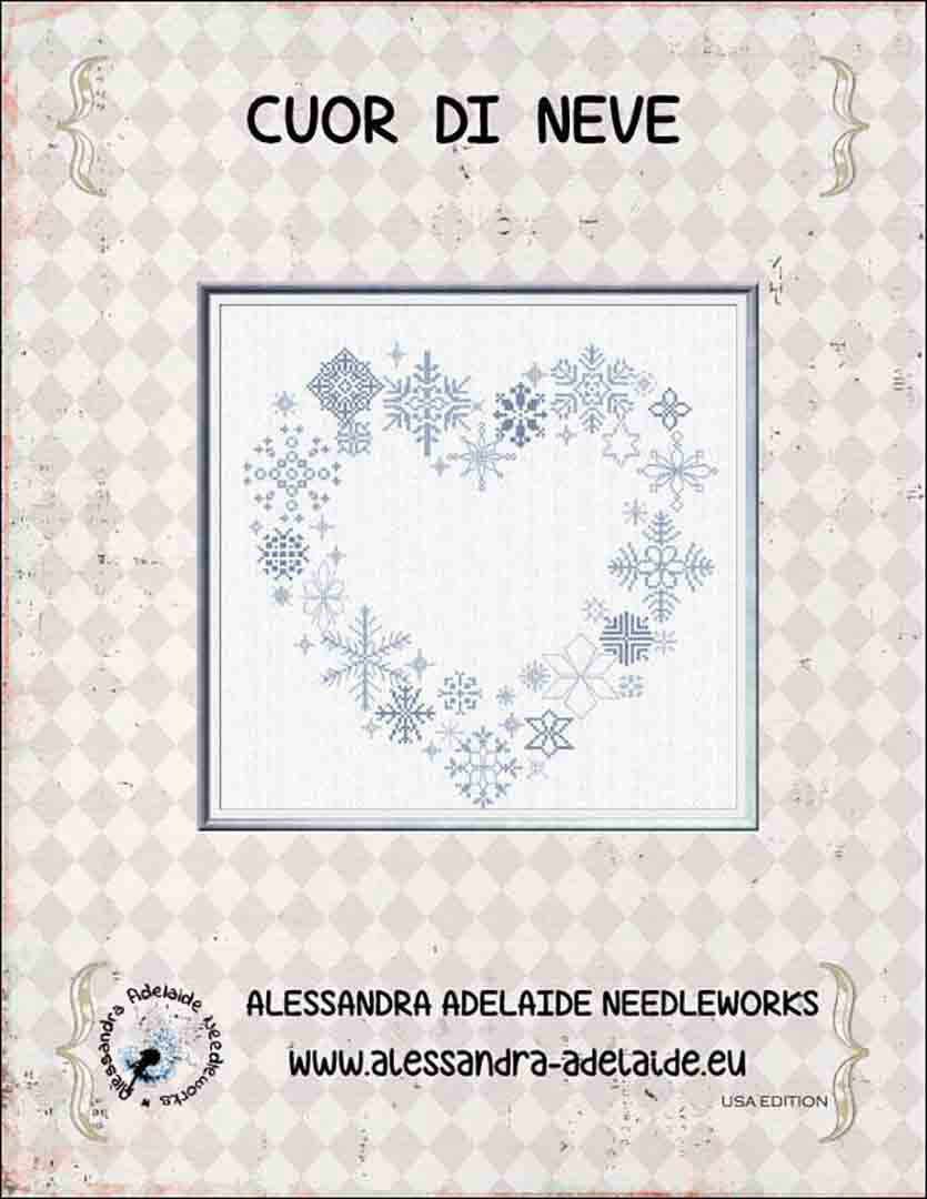 Image of the cover of counted cross stitch pattern Cuor Di Neve by Alessandra Adelaide Needleworks