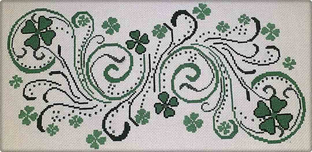 A stitched preview of the counted cross stitch pattern Danza Della Fortuna (Dance of Luck) by Alessandra Adelaide