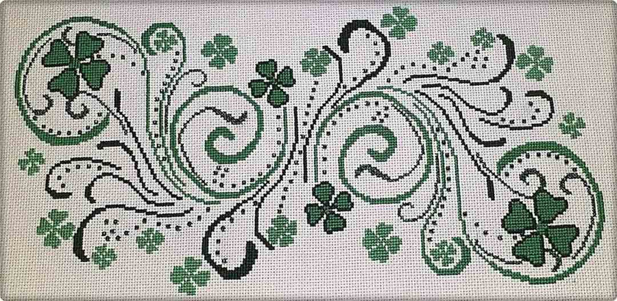 A stitched preview of the counted cross stitch pattern Danza Della Fortuna (Dance of Luck) by Alessandra Adelaide
