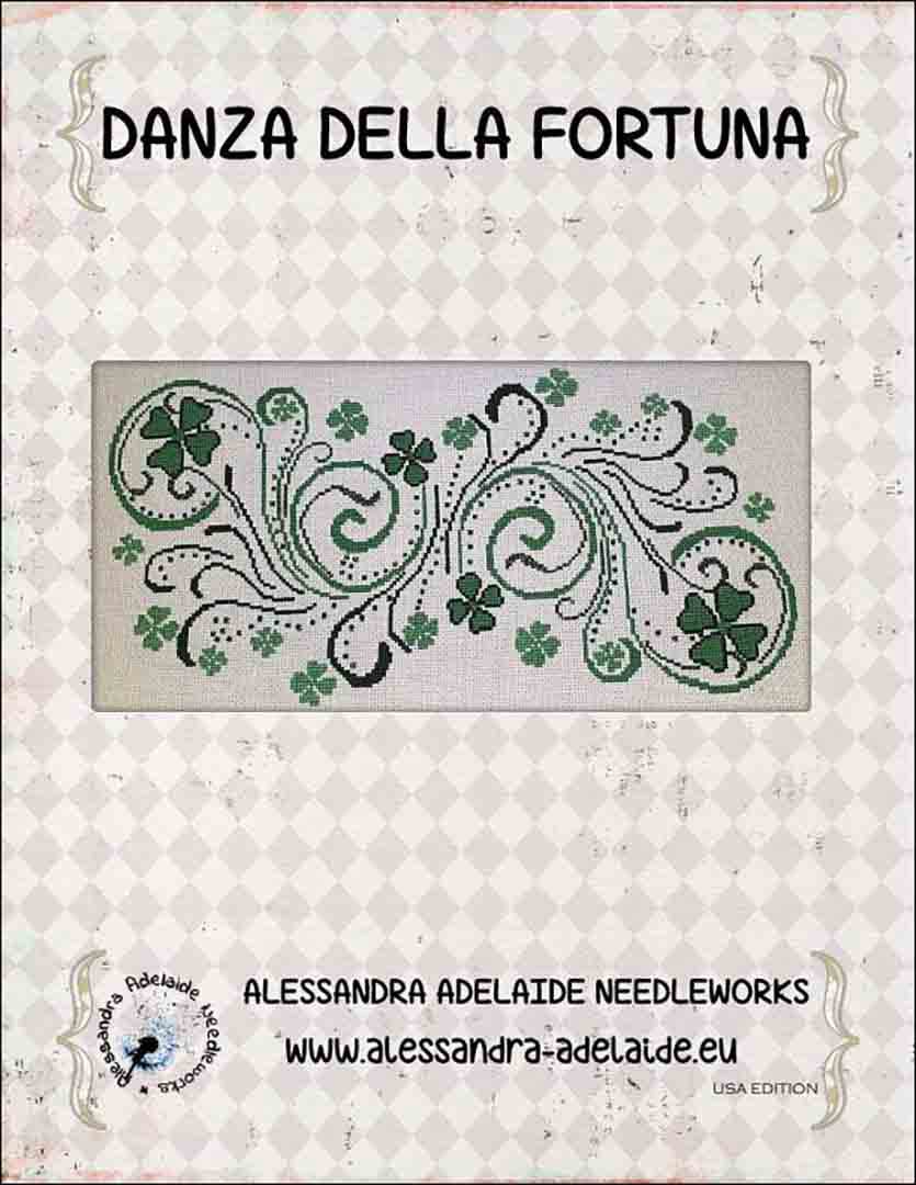 An image of the cover of the counted cross stitch pattern Danza Della Fortuna (Dance of Luck) by Alessandra Adelaide