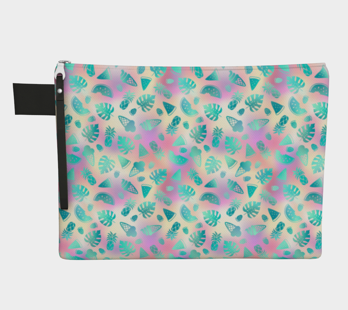Pouch with a colorful leaf pattern on a white background