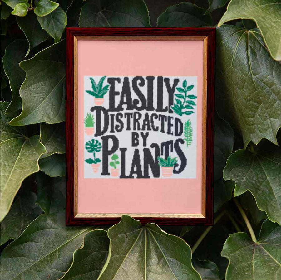 A stitched preview of Easily Distracted: Counted Cross Stitch Pattern and Kit