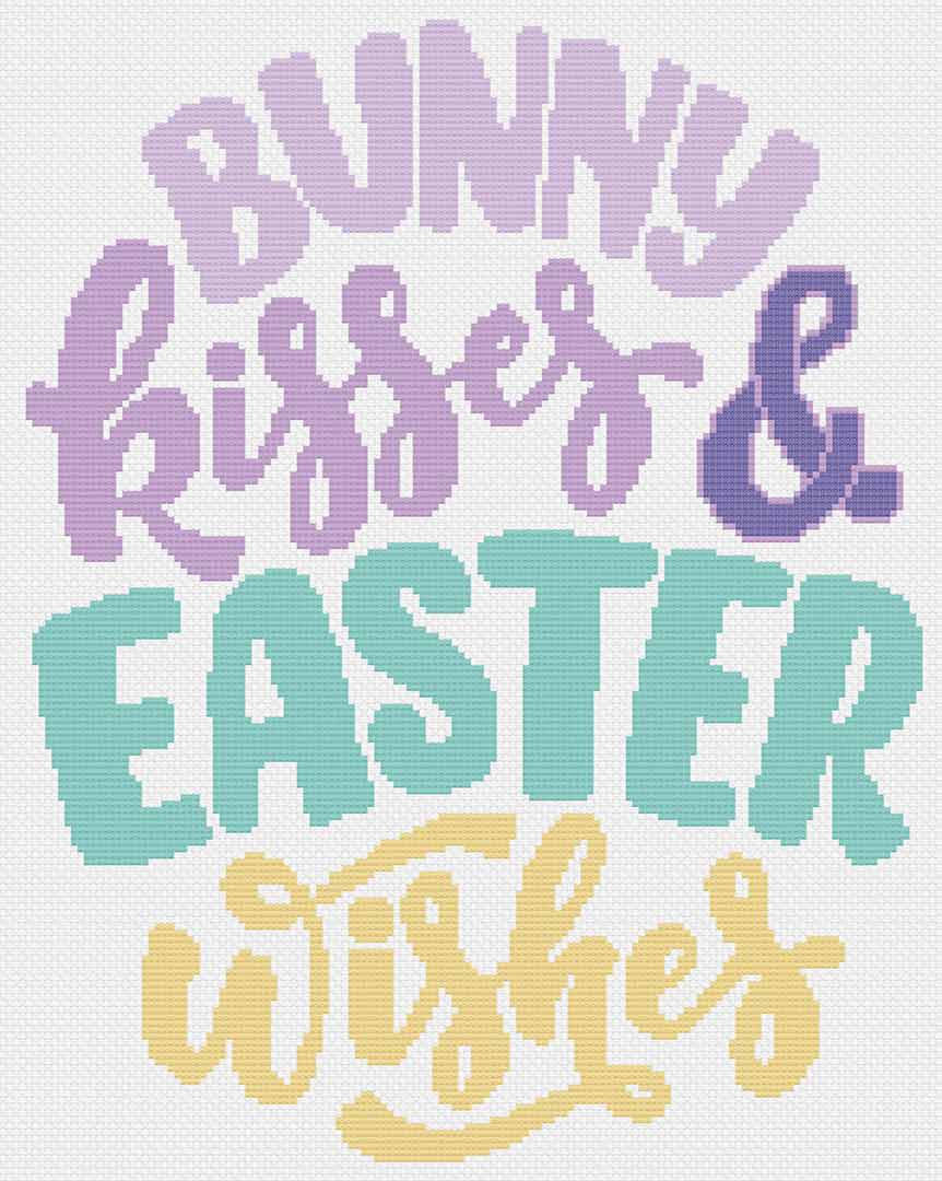 Image of stitched preview of "Easter 2022" a free counted cross stitch pattern by Stitch Wit