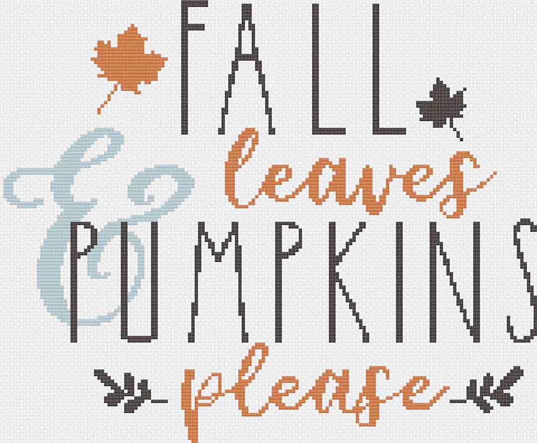 Image of stitched preview of "Fall Leaves" counted cross stitch pattern and kit by Stitch Wit