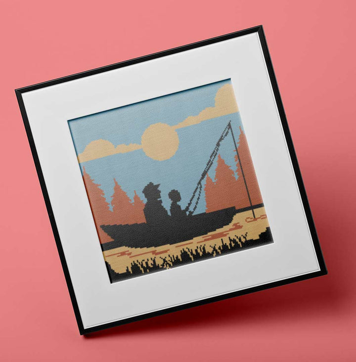 Fishing With Dad: Counted Cross Stitch Pattern and Kit