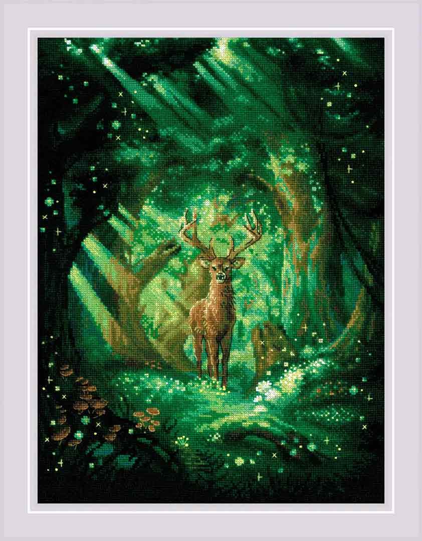 A stitched preview of Forest Spirit Counted Cross Stitch Kit