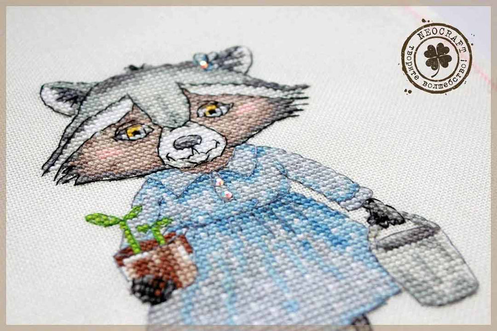 Stitched preview of Gardener Her Counted Cross Stitch Kit