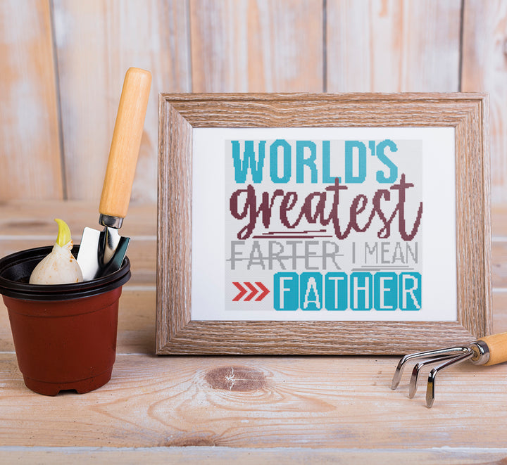 Greatest Father: Counted Cross Stitch Pattern and Kit