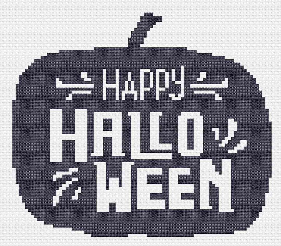 Image of stitched preview of "Halloween 2021" a free counted cross stitch Pattern by Stitch Wit