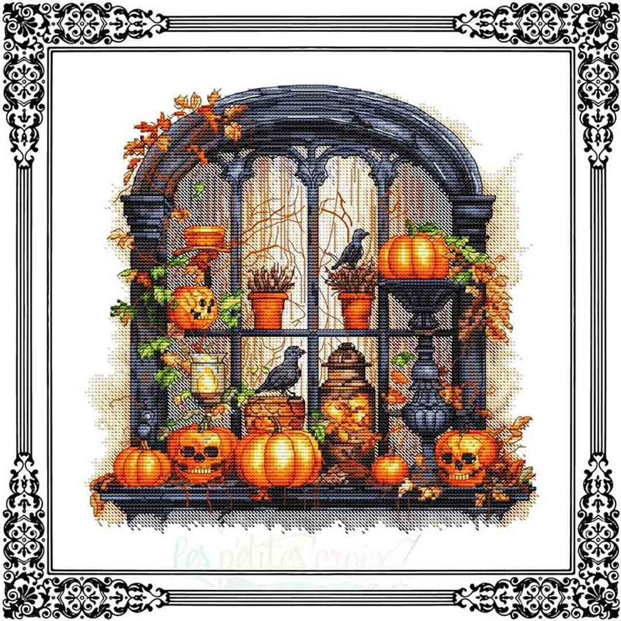 A stitched preview of the counted cross stitch pattern Halloween Window by Les Petites Croix De Lucie