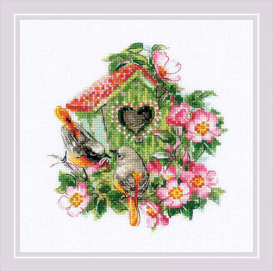 A stitched preview of Happy Together Counted Cross Stitch Kit