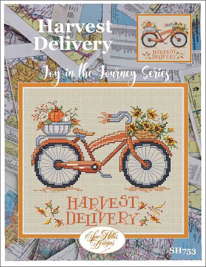 An image of the cover of the counted cross stitch pattern Harvest Delivery by Sue Hillis
