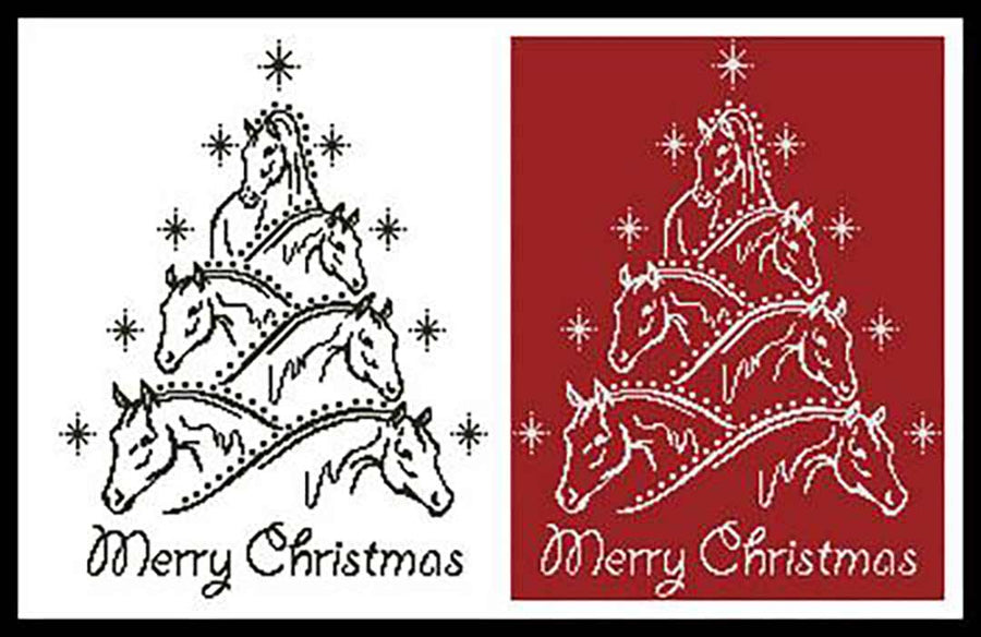 A stitched preview of the counted cross stitch pattern Horse Christmas Tree by Artecy Cross Stitch