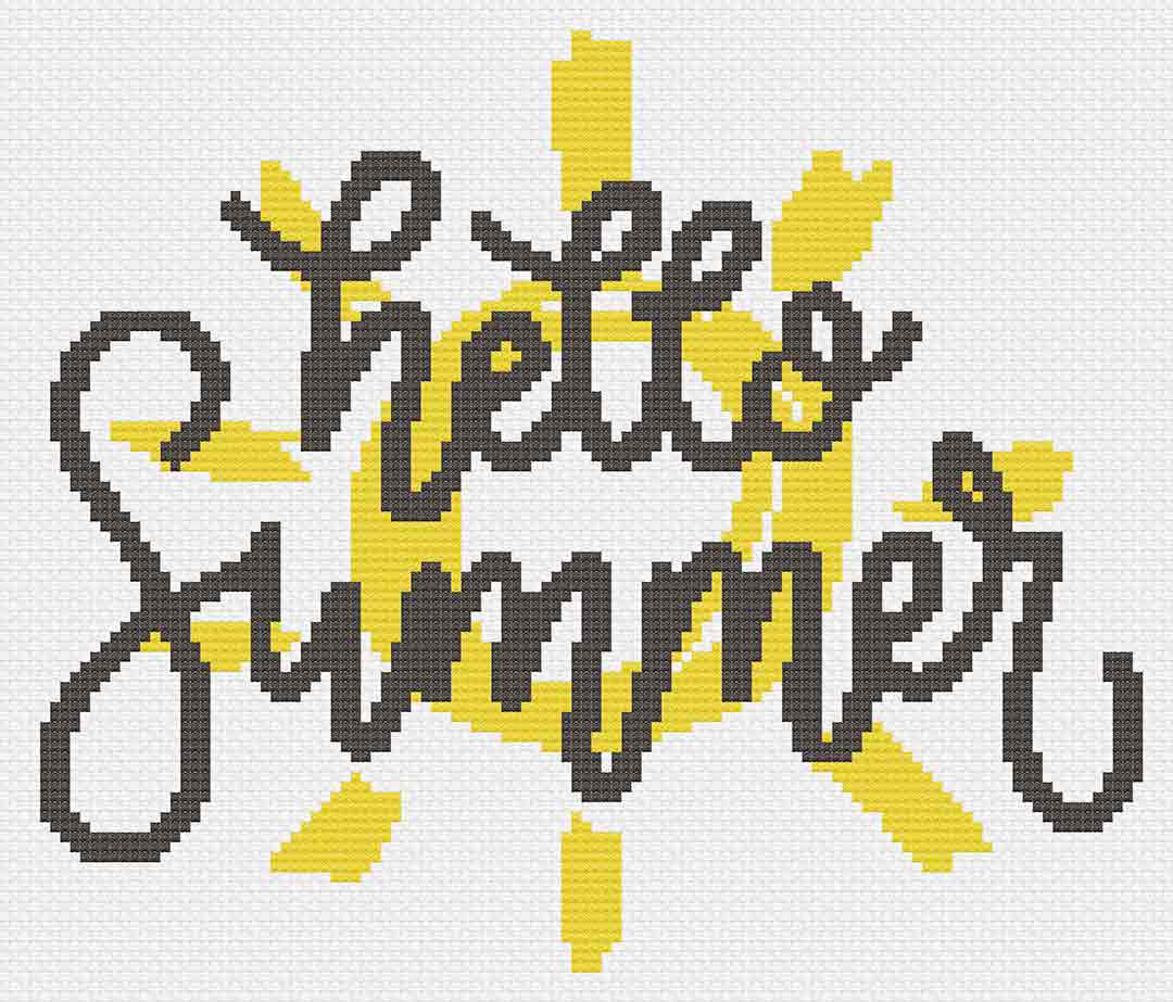Image of stitched preview of "Summer Sunshine" a free counted cross stitch Pattern by Stitch Wit