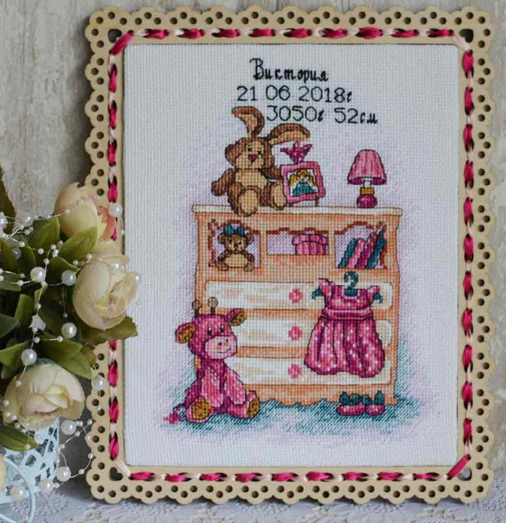 Stitched preview of Girl I Was Born Counted Cross Stitch Kit