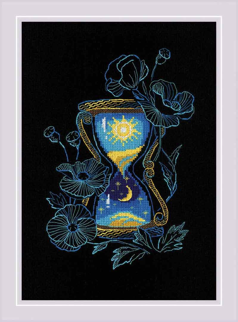 A stitched preview of Magic Of Time Counted Cross Stitch Kit