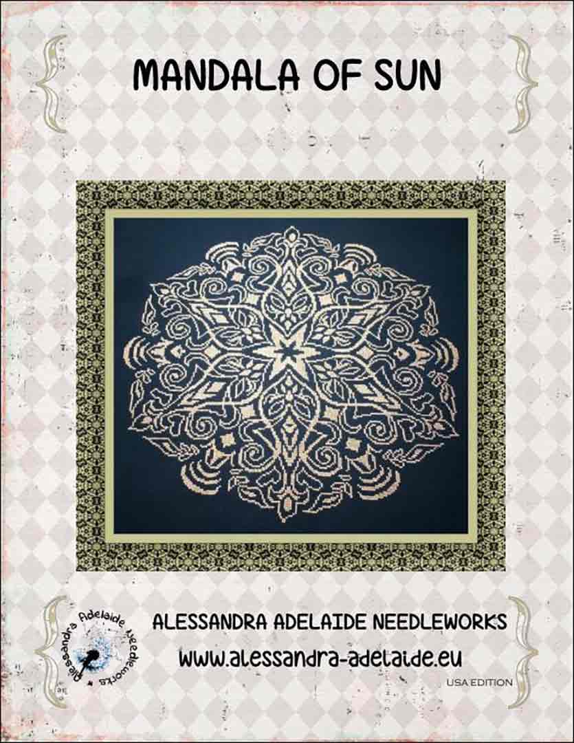 An image of the cover of the counted cross stitch pattern Mandala Of Sun by Alessandra Adelaide