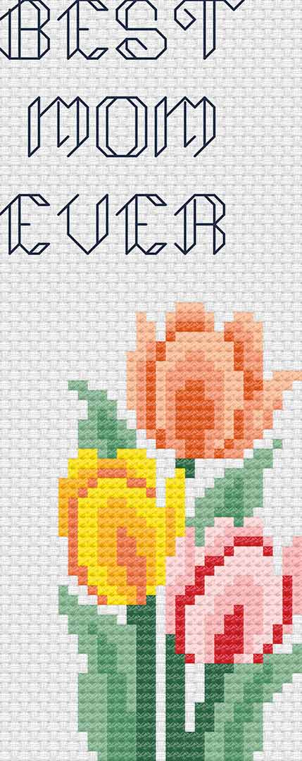 Mom's Bookmark: Free Printable Counted Cross Stitch Pattern