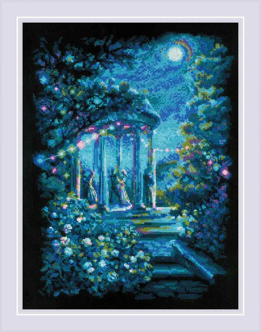 A stitched preview of Moonlight Magic Counted Cross Stitch Kit