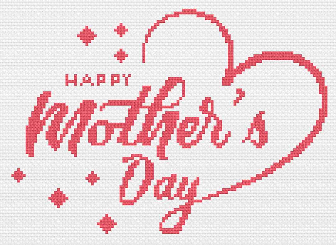 Image of stitched preview of "Mother's Day 2021" a free counted cross stitch Pattern by Stitch Wit