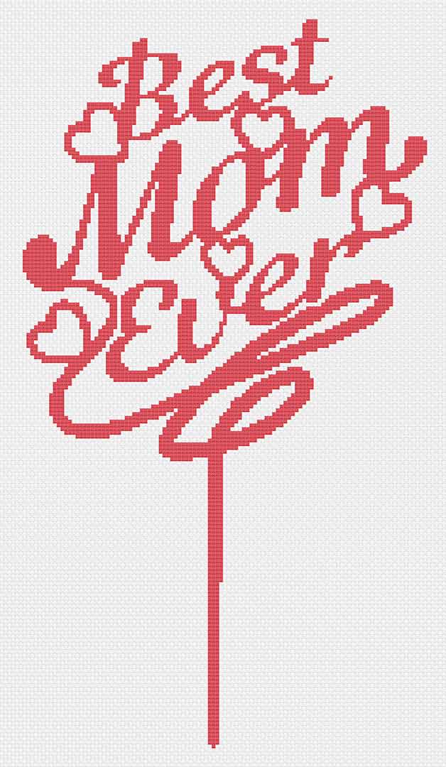 Image of stitched preview of "Mother's Day 2022" a free counted cross stitch pattern by Stitch Wit