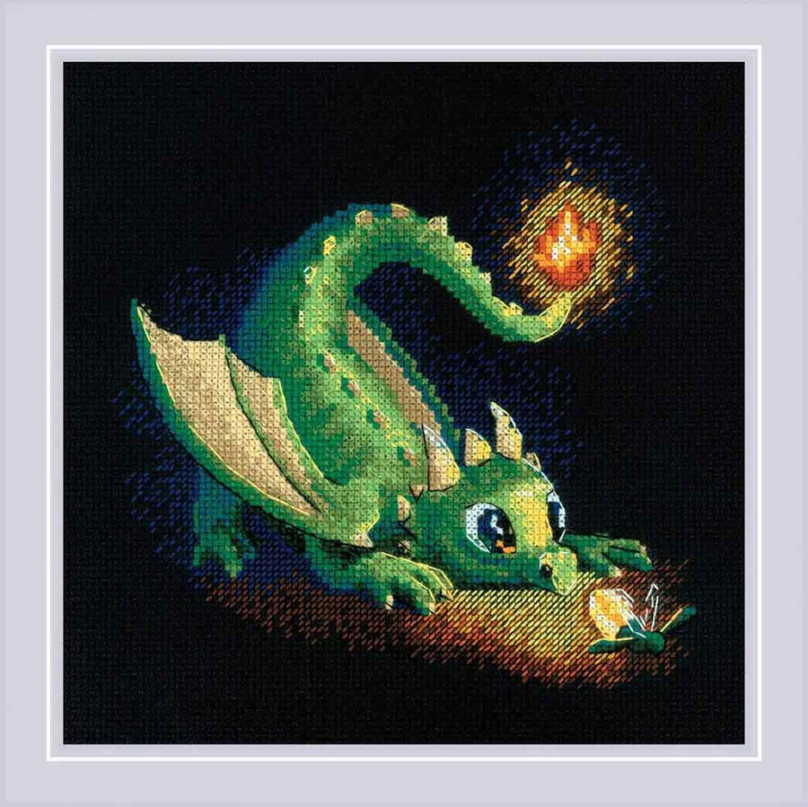 A stitched preview of Naughty Sparkles Counted Cross Stitch Kit