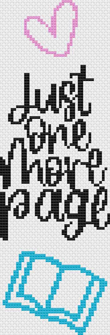 One More Page Bookmark: Free Printable Counted Cross Stitch Pattern