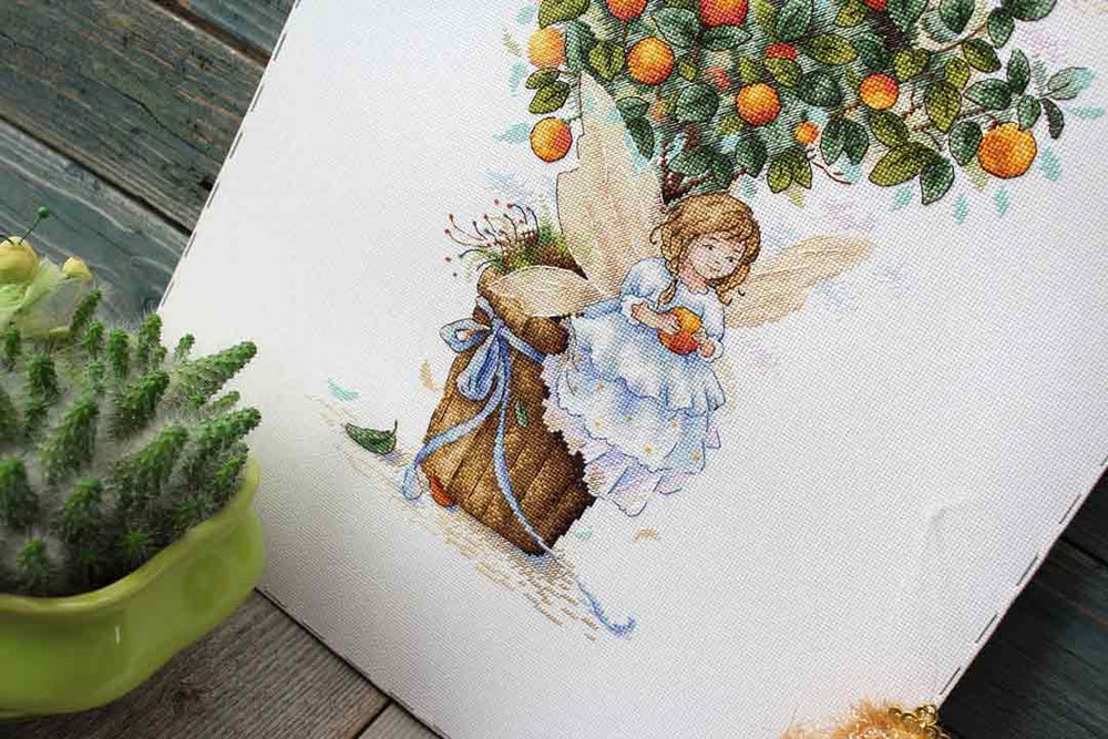 Stitched preview of Orange Fairy Counted Cross Stitch Kit
