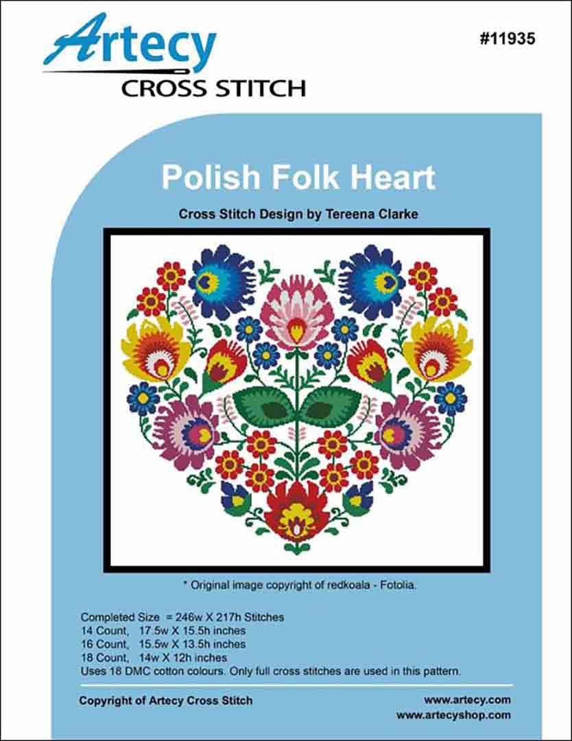 An image of the cover of the counted cross stitch pattern Polish Folk Heart by Artecy Cross Stitch