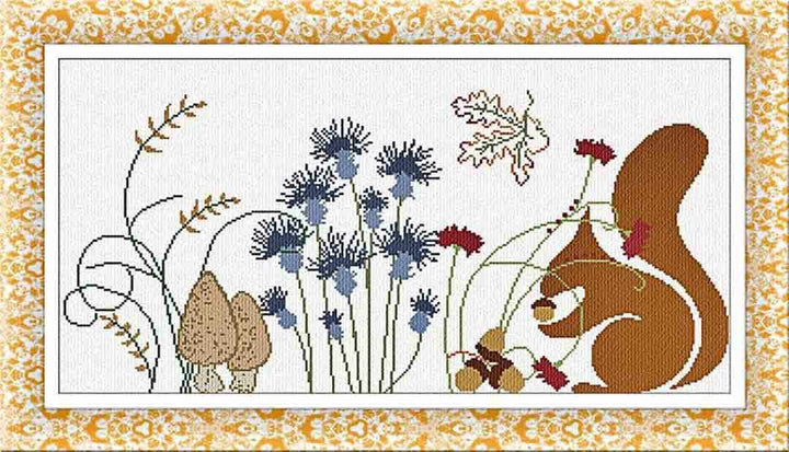 Image of stitched counted cross stitch pattern Profumo D'Autunno by Alessandra Adelaide Needleworks