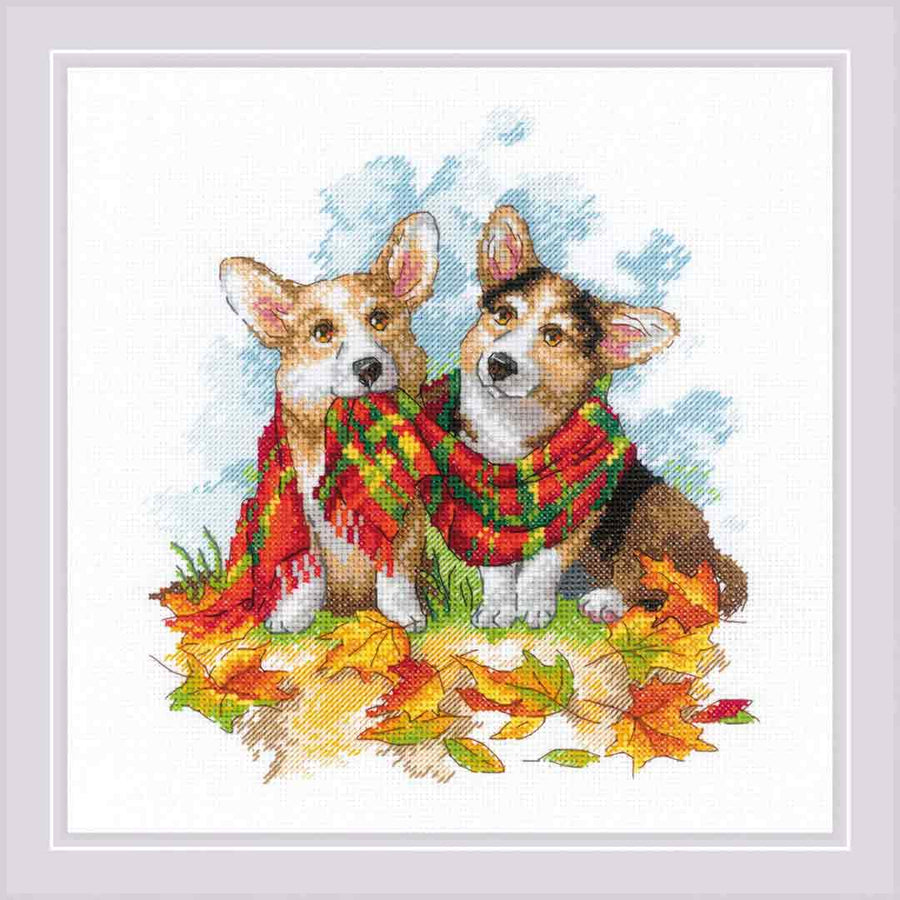 A stitched preview of Ready For Autumn Counted Cross Stitch Kit