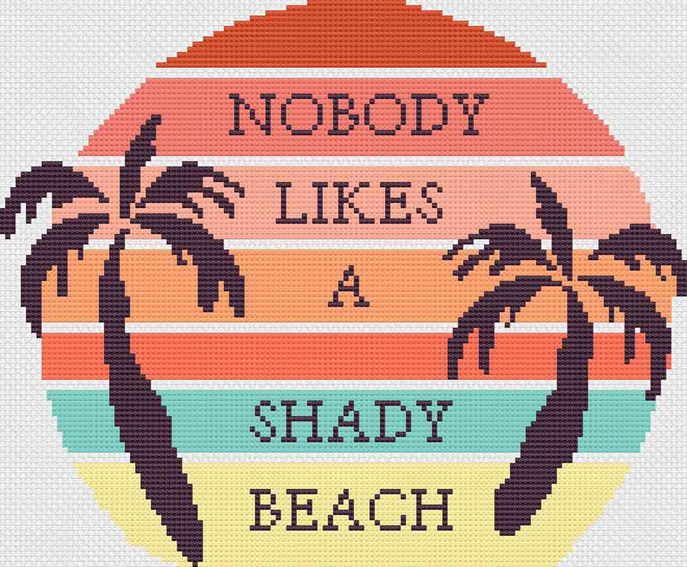A stitched preview of the counted cross stitch pattern "Shady Beach" by Stitch Wit