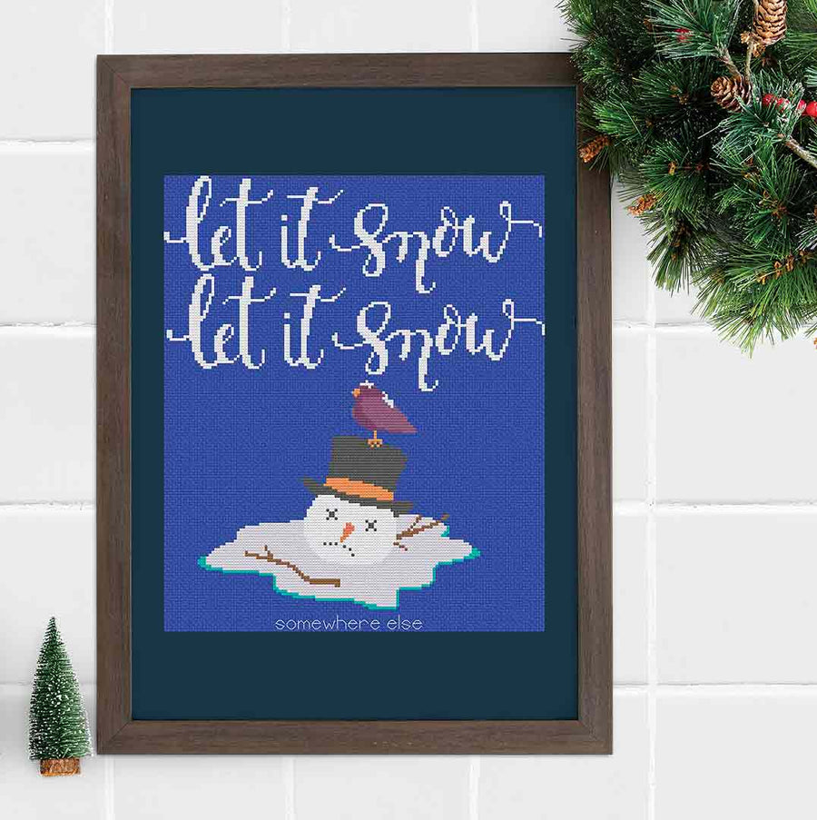 A stitched preview of Somewhere Else: Counted Cross Stitch Pattern and Kit