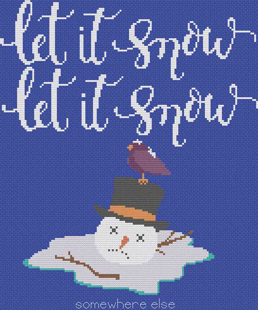 A stitched preview of Somewhere Else: Counted Cross Stitch Pattern and Kit