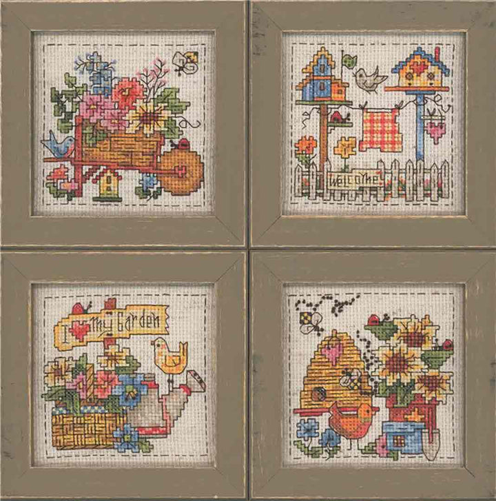 An image of a stitched preview of the counted cross stitch pattern Step Into My Garden by Robin Kingsley