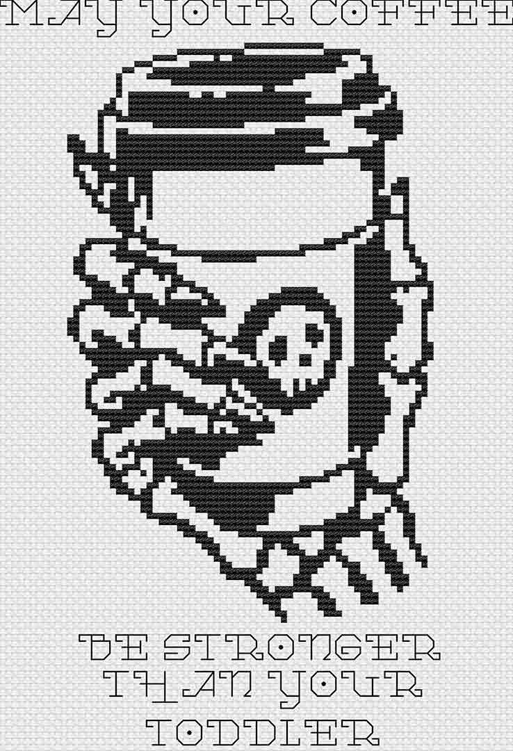 Strong Coffee: Counted Cross Stitch Pattern and Kit