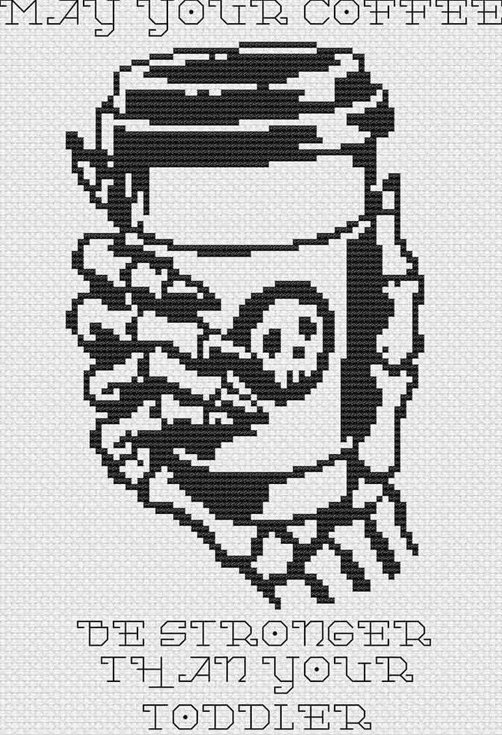 Strong Coffee: Counted Cross Stitch Pattern and Kit