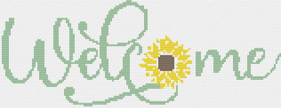 Stitched preview of Sunflower Welcome a free Counted Cross Stitch Pattern