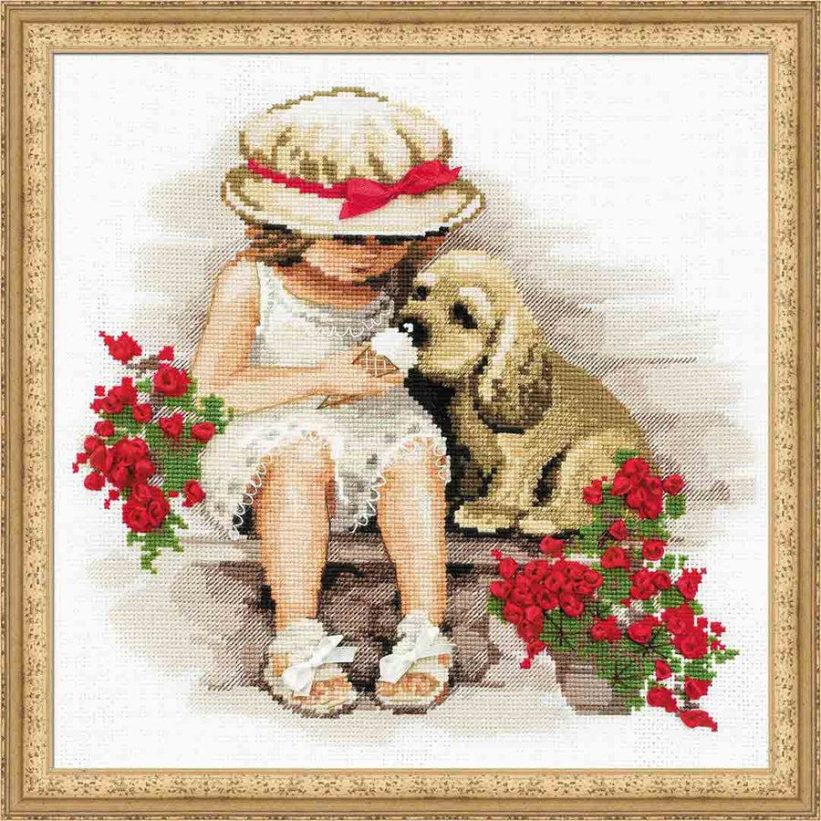 A stitched preview of Sweet Tooth Counted Cross Stitch Kit