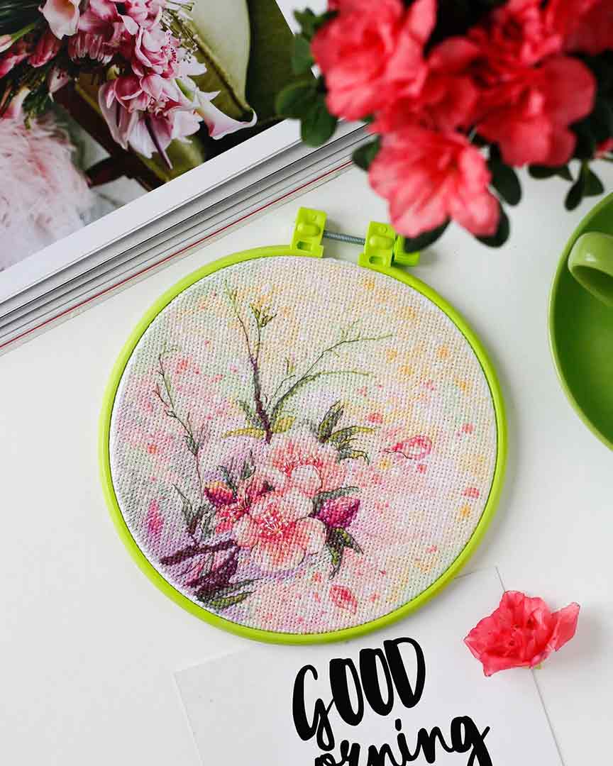 Stitched preview of Tender Spring Counted Cross Stitch Kit