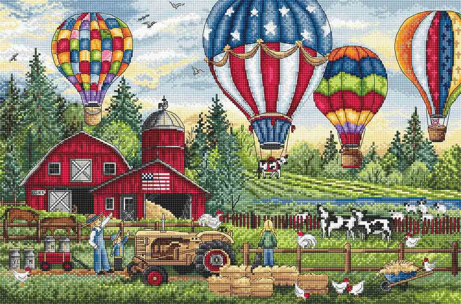 Stitched preview of Up Up And Away Counted Cross Stitch Kit