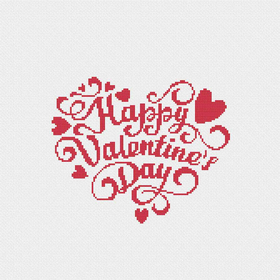 Image of stitched preview of "Valentine's Day 2021" a free counted cross stitch pattern by Stitch Wit